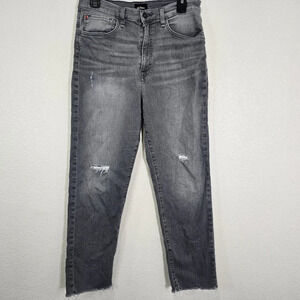 Hudson Jeans Kass RID High-Rise Straight Ankle Jean Women's GRAY 27 Raw Hem‎